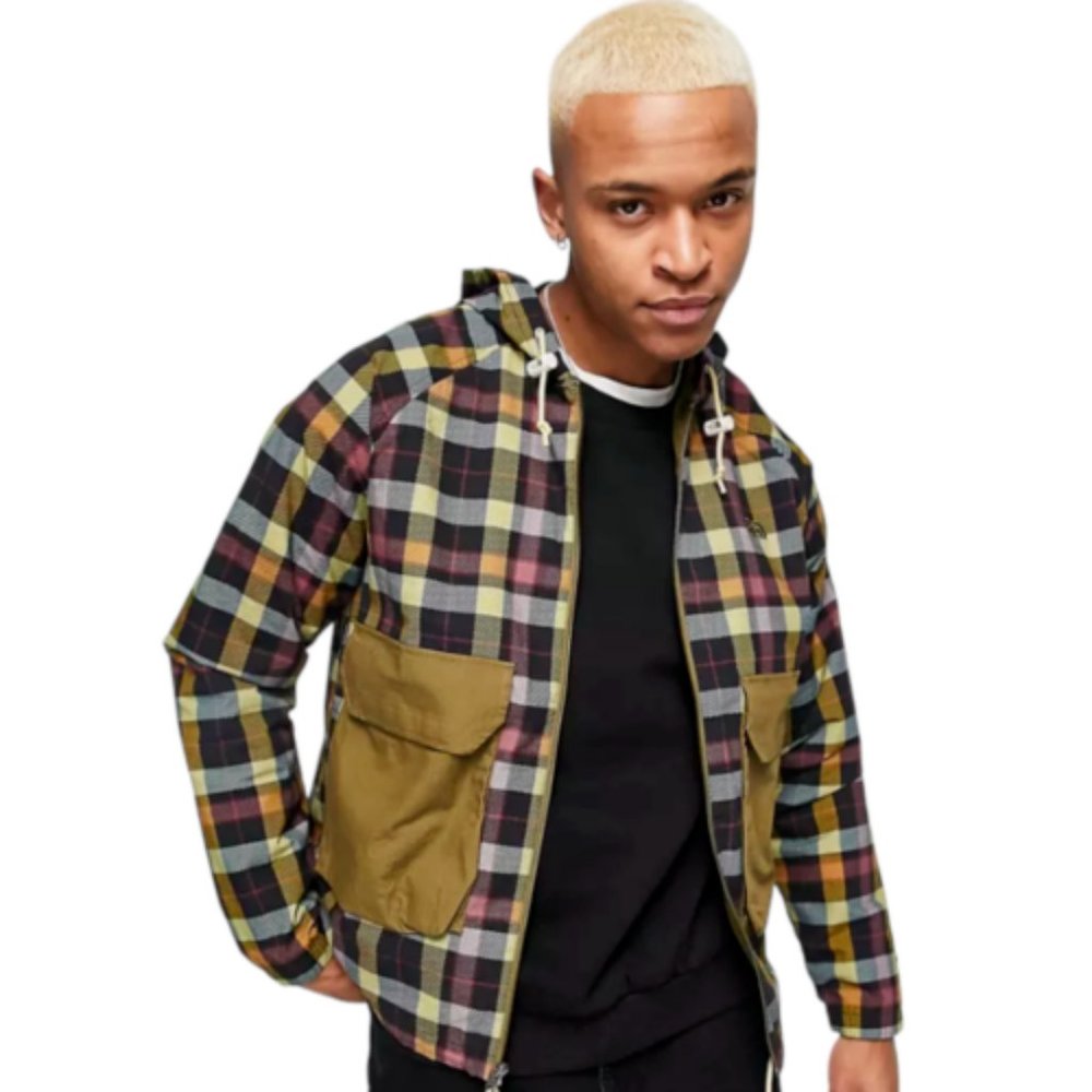 The North Face TNF Ripstop Wind Hooded Jacket Hoodie Plaid Men's - Picture 7 of 7